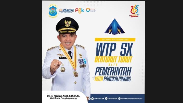 5 Kali Raih WTP, Pemkot Pangkalpinang Diganjar Penghargaan dari Menkeu