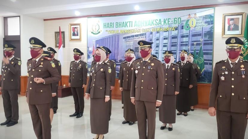 Kejari Pangkalpinang saat Upacara Hari Bhakti Adhyaksa ke 60 serentak secara virtual, Rabu (22/07/2020).