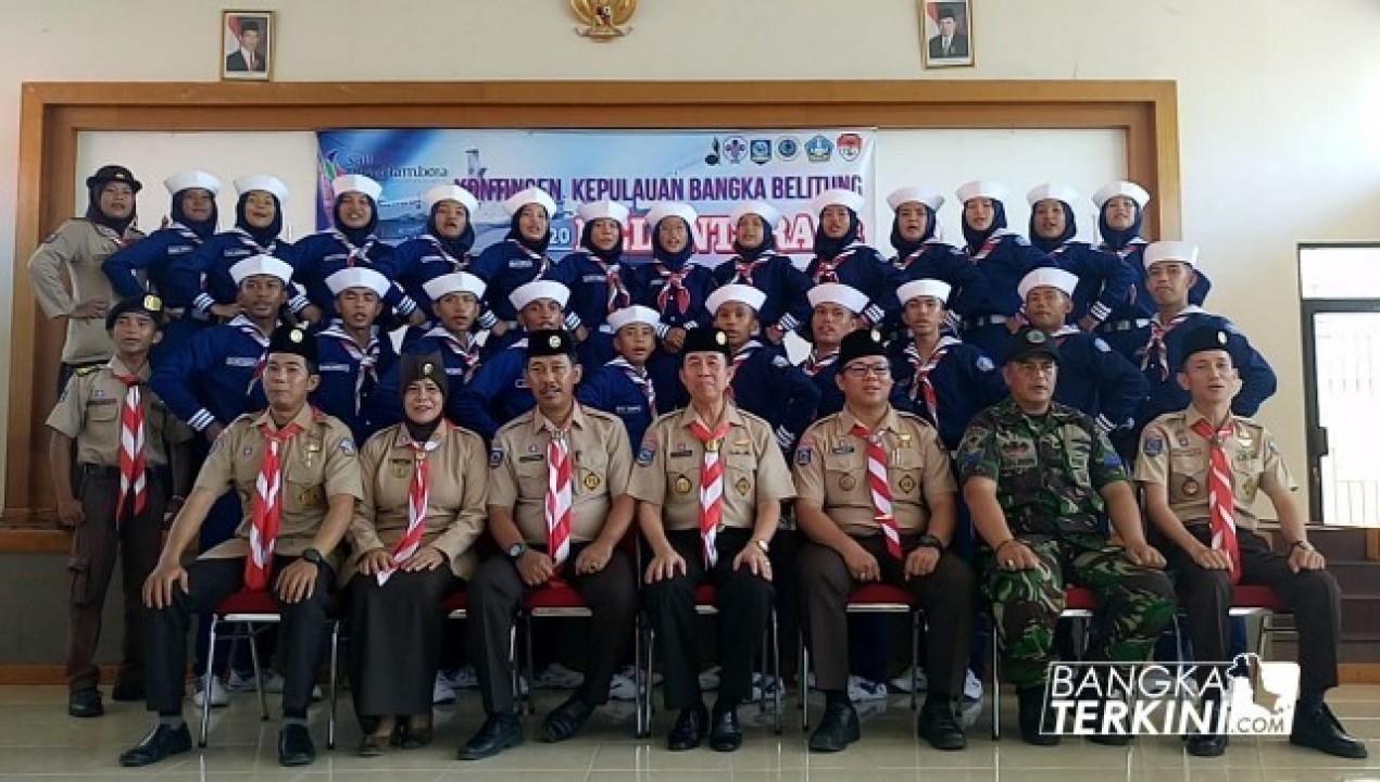 Pelepasan sebanyak 28 orang pramuka Saka Bahari Bangka Belitung untuk mengikuti Pelayaran Lingkar Nusantara ke - 8, di Gedung Kwartir Daerah Pramuka Kepulauan Bangka Belitung, Air Itam (Kompleks Perkantoran Gubernur), Selasa (28/08/2018).