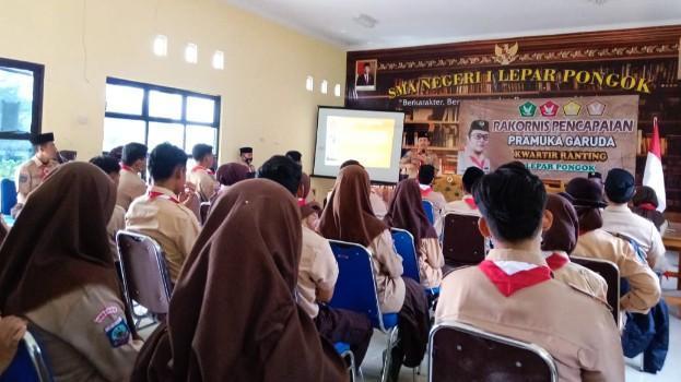 Kwartir Ranting (Kwarran) Pramuka Kecamatan Lepar Pongok Kabupaten Bangka Selatan menggelar sosialisasi sekaligus Rakornis Pencapaian Pramuka Garuda, Rabu (03/02/2021).