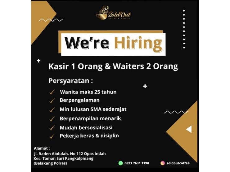 Loker di Pangkalpinang, Bangka Belitung (SoldOut Coffee & Aquatic)