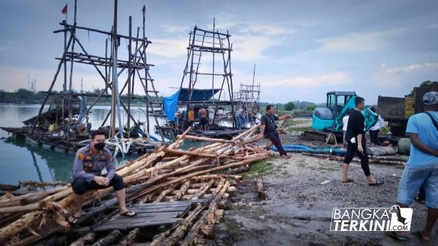 Penambang Tetap Membandel, Polres Bangka Tengah Sita 5 Ponton TI di Kolong Eks Kobatin