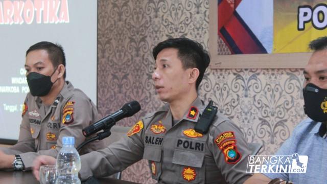 Wakapolres Bangka Tengah Kompol M. Saleh pada saat memberikan sambutan kegiatan sosialisasi terkait narkotika yang bertempat di Aula Pratisarawirya, Kamis (27/01/2022).