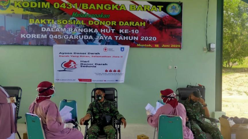 PMI Bangka Barat gelar Giat donor darah di Markas Kodim 0431/Babar