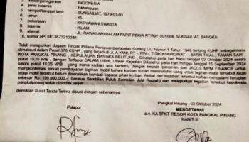 Dugaan Penipuan, MPM Finance dilaporkan ke Polresta Pangkalpinang