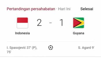 Bangkaterkini.com - Skuat Garuda sukses memetik kemenangan tipis dengan skor akhir 2-1, meski Guyana unggul,