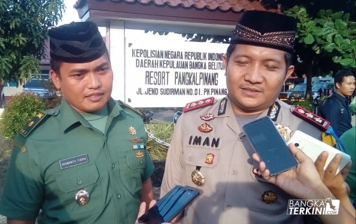 Kapolres Pangkalpinang Iman Risdiono Septana dan Kasdim 0413/Bangka Mayor Kav Kiswanto Yudha.